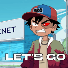 a cartoon character wearing a hat that says bro on it