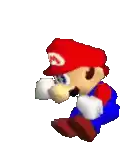 a pixelated image of a mario cartoon character running .