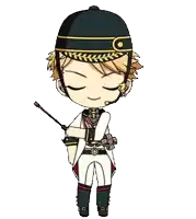 a cartoon character wearing a helmet and holding a stick .