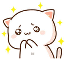 a cartoon drawing of a cat with a smiley face and the letters hi on the bottom