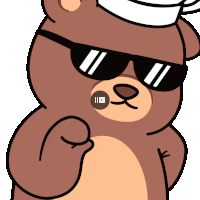 a teddy bear wearing sunglasses and a chef hat