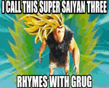 a cartoon character with a beard and long hair is standing in front of a lightning bolt .