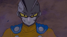 a close up of a cartoon character with a helmet on his head