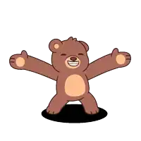 a brown teddy bear with its arms outstretched is smiling