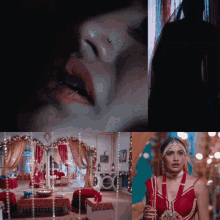 a woman 's face is shown in a collage of three pictures