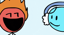 a cartoon drawing of a fireball and a cartoon drawing of a waterball
