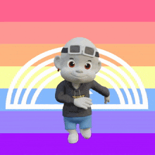 a cartoon character with the word trust on his sweatshirt