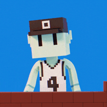 a cartoon character with a hat that says bit by bit on it