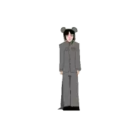 a cartoon drawing of a man in a suit with mouse ears