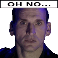 a close up of a man 's face with the words oh no on top