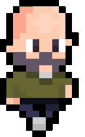 a pixel art of a man with a beard wearing a green shirt