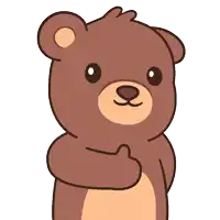 a cartoon brown teddy bear giving a thumbs up