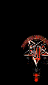 a blurred image of a man with the word bmc written on it