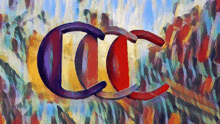 a colorful painting with the letters cc linked together