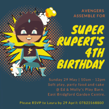 a birthday invitation for rupert 's 4th