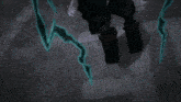 a cartoon character with a green lightning bolt coming out of his feet