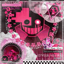 a pink and black collage with the words " till it 's over crystal hell mix " at the bottom