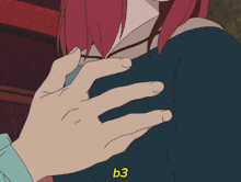 a cartoon of a girl with red hair and the word b3 on the bottom right