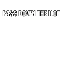 a close up of a cat 's face with the words `` pass down the ilot '' written below it .