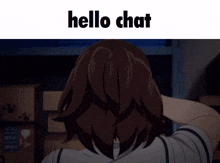 a picture of a person with the words hello chat written above them
