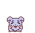 a pixel art drawing of a hamster with its eyes closed and a smile on its face .