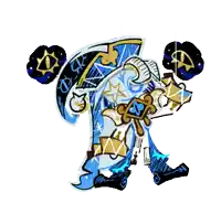 a cartoon drawing of a wizard with a sword and a crown .