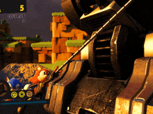 sonic the hedgehog is playing a video game with a time of 0:05:28