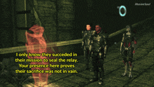 a screenshot of a video game says i only know they succeeded in their mission