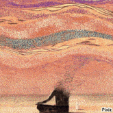 a painting of a person sitting in a lotus position with their head coming out of them