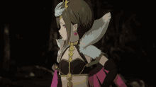 a girl with a crown on her head and earrings