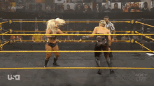 a wrestling match is being broadcasted live on usa network