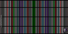 a black background with a bunch of different colored lines on it