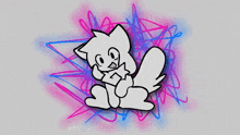 a black and white drawing of a cat with a star in its paws .