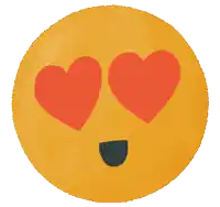 a smiley face with red hearts in its eyes
