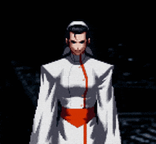 a pixel art of a man and a woman standing next to each other in a dark room