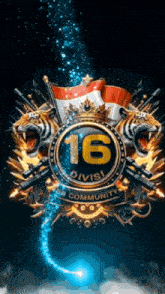 a logo that says 16 divisi community with a flag in the background