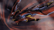 a cartoon dragon is flying through the air with its wings spread out