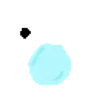 a pixel art of a blue circle with a black circle in the middle .