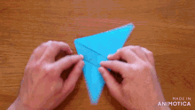 a person is making an origami bird with the words made in animotica on the bottom right