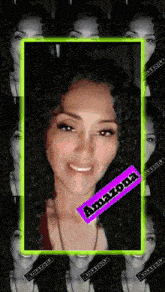 a picture of a woman with the name amazona on the bottom