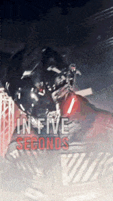 a poster for in five seconds shows a man in a black helmet