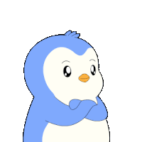 a blue and white penguin with the words " who cares " above it