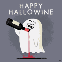 Happy Hallowine Ghost GIF - Happy Hallowine Wine Ghost GIFs