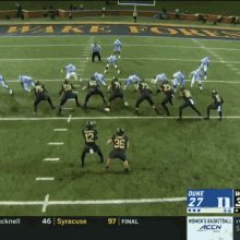 a football game between syracuse and duke is going on