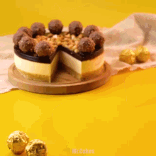 a person is taking a slice of cake from a plate that says mr.cakes on the bottom