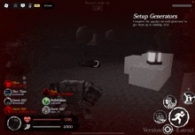 a screenshot of a game with the words setup generators on the bottom