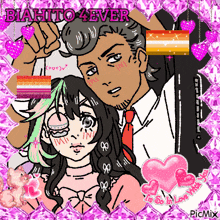 a drawing of a man and a girl with the words biahito 4ever written on the bottom