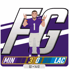 a football player in a purple jersey with the number 1