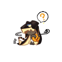 a cartoon of a dog with a question mark above its head