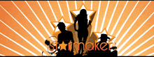 a silhouette of a man and a woman with the words starmaker written in red
